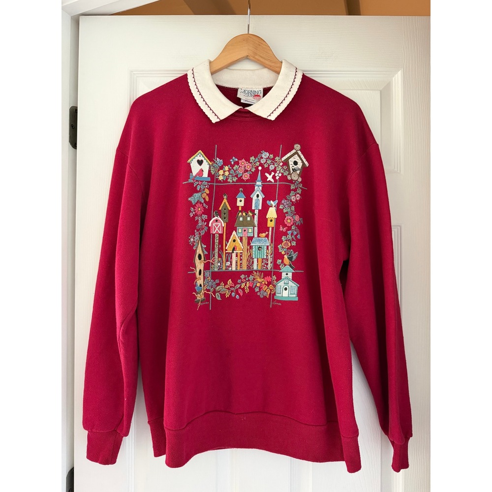 VTG 90s Morning Sun Birdhouse Crewneck Grandmacore Cottagecore